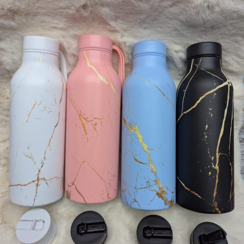 Marble Design Stainless Steel Water Bottle – 4pcs Combo Pack