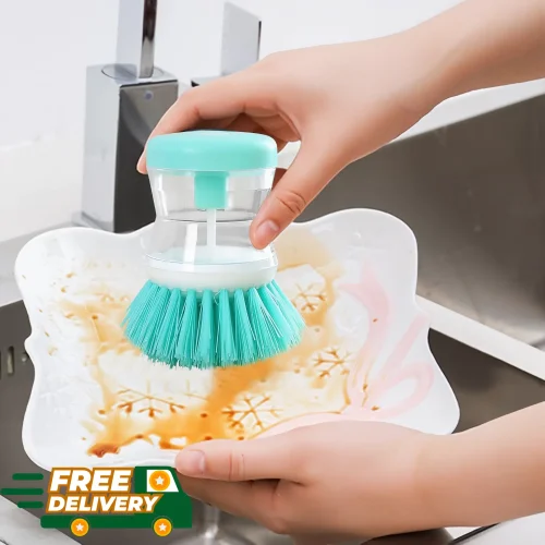 Soap Dispensing Dish Brush – Finger Press Kitchen Cleaning Brush
