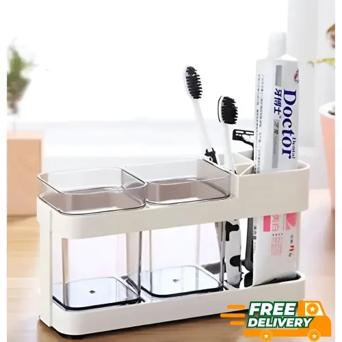 Toothbrush Toothpaste Stand Holder – Bathroom Storage Organizer